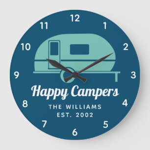 Relógio Grande Feliz Marinho Campers Camping
