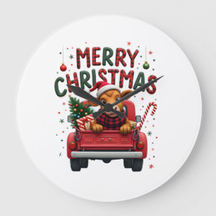 Relógio Grande Feliz Natal Vaca das Terras Altas Escocesas Xmas F