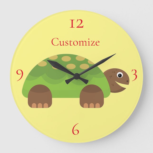 Relógio Grande Feliz Sorriso Turtle Thunder_Cove (Frente)