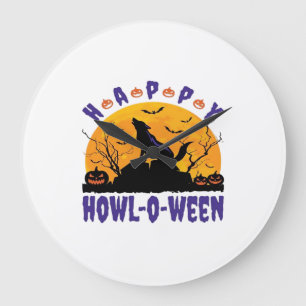 Relógio Grande Feliz Uivo O Ween Uivando Halloween Cachorro Essen