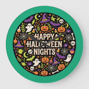 Relógio Grande Felizes Noites de Halloween Abóbora Fantasma Fofa.