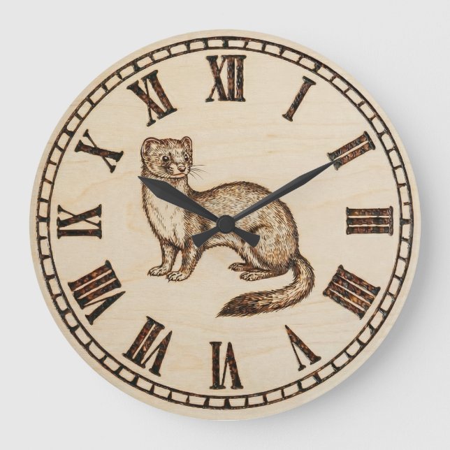 Relógio Grande Ferret Wall Clock - Playful Charm & Warmth (Frente)