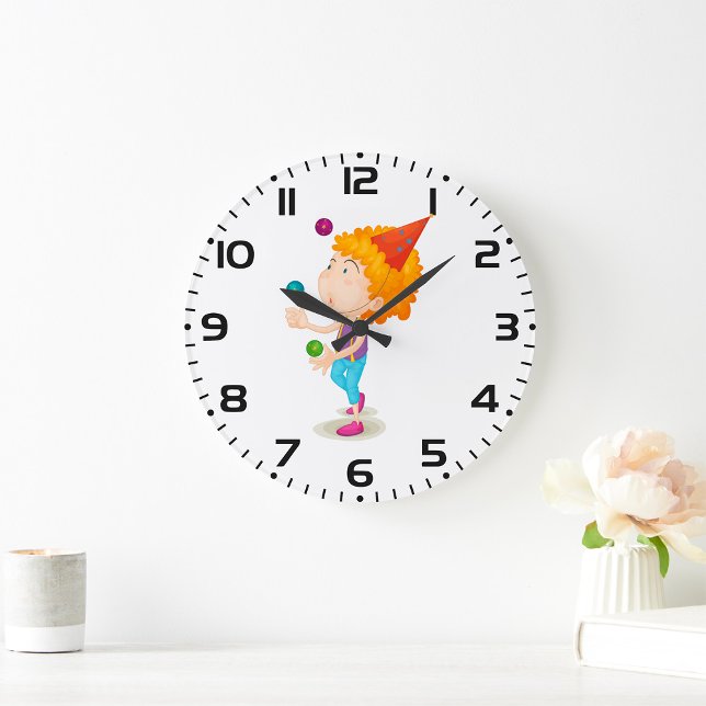 Relógio Grande Festa Criança Fazendo Malabarismo Com Bolas Colori (Criador carregado)