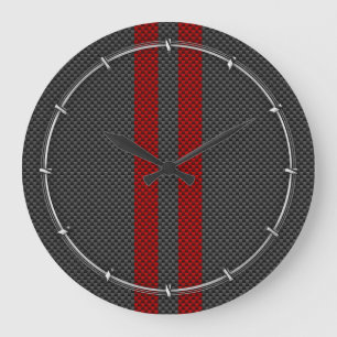 Relógio Grande Fibra De Carbono Vermelho Burgundy Como Fitas De C