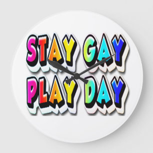 RELÓGIO GRANDE FICA GAY DIA DE BRINCAR FONTS ARCO-ÍRIS CONTORNO P