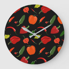 Relógio Grande Fiery Chili Pepper Home Decor
