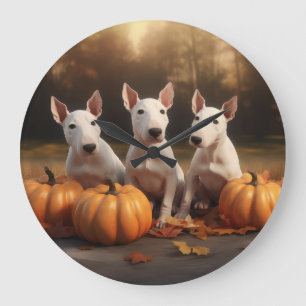 Relógio Grande Filhote de Bull Terrier Delícia de Outono Abóbora