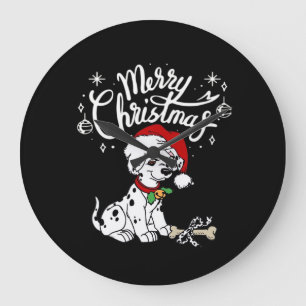 Relógio Grande Filhote de dálmata com chapéu de Natal de Santa Xm