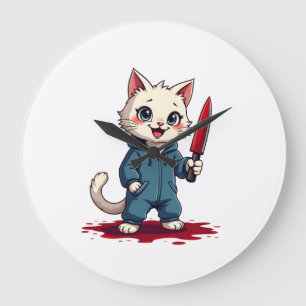 Relógio Grande Filmes de Terror de Gatos Engraçados Cute Hallowee