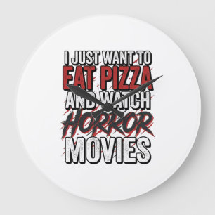 Relógio Grande Filmes de Terror de Pizza Tipografia Vintage de Ha