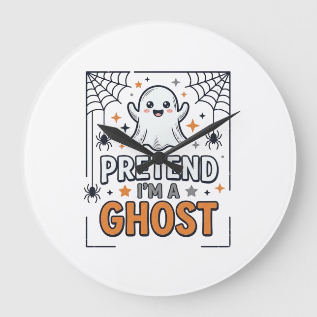 Relógio Grande Fingir Que Sou um Fantasma Halloween Fofo (Frente)
