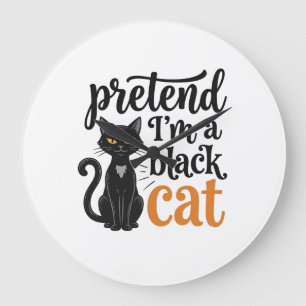 Relógio Grande Fingir que sou um gato preto camiseta de Halloween