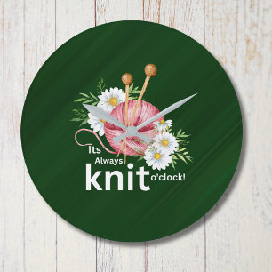 Relógio Grande Fios de Aquarela Bonitos e "É sempre o Knit O'cloc
