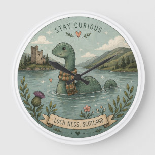 Relógio Grande Fique Curioso Aconchegante Críptido Nessie Monstro