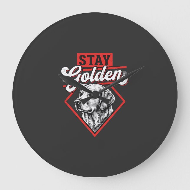 Relógio Grande Fique Dourado Cão Retriever Dourado (Frente)