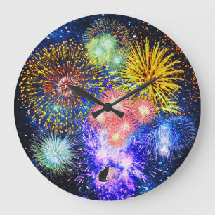 Relógio Grande Fireworks Bursts Clock