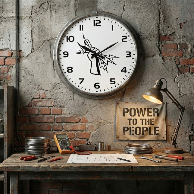 Relógio Grande Fist Holding Lightning Bolt Bold Power (Criador carregado)