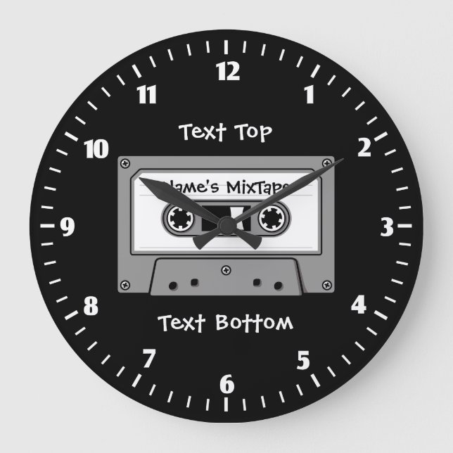 Relógio Grande Fita de cassete de áudio da Cinza (Frente)