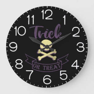 Relógio Grande Fita de Halloween caveira ossos cruzados doce ou t