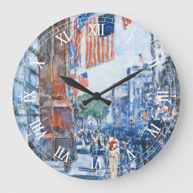 Relógio Grande Flagres Quinta Avenida por Childe Hassam, Arte Vin (Frente)