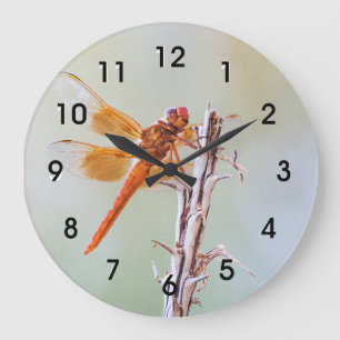 Relógio Grande Flame Skimmer Dragonfly em Agave