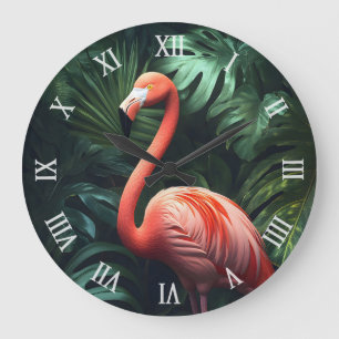 Relógio Grande Flamingo na Selva
