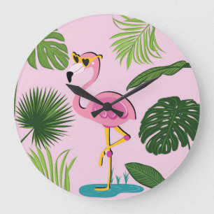 Relógio Grande Flamingo Palm Sai Design Tropical