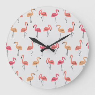 Relógio Grande Flamingo Pattern - Design tropical de fundo