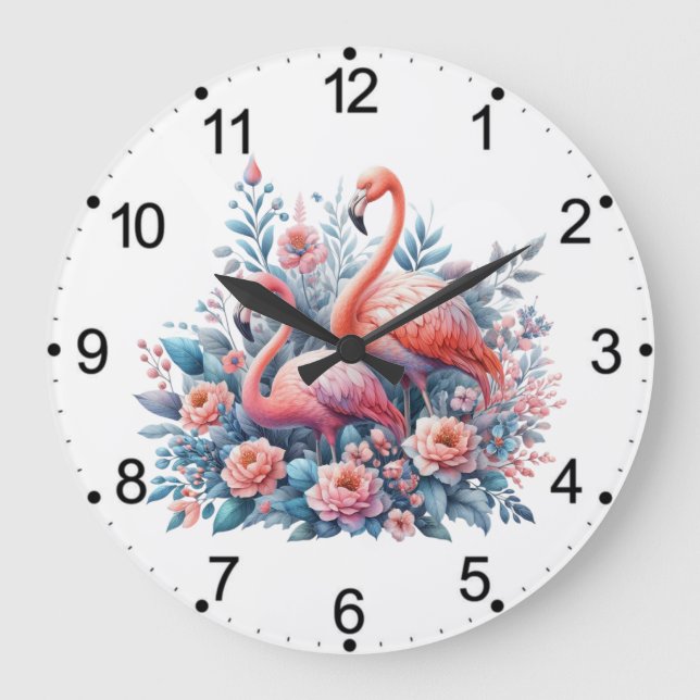 Relógio Grande Flamingo Rosa Sublimação (Frente)
