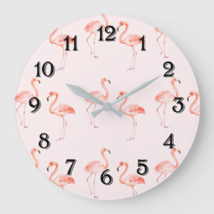 Relógio Grande Flamingos Rosa
