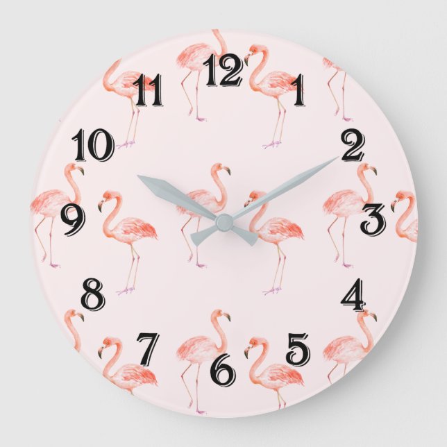 Relógio Grande Flamingos Rosa (Frente)