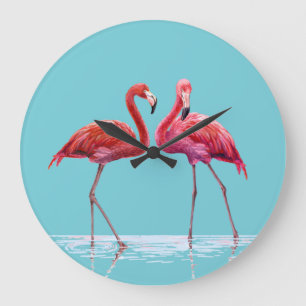 Relógio Grande Flamingos Wall Clock