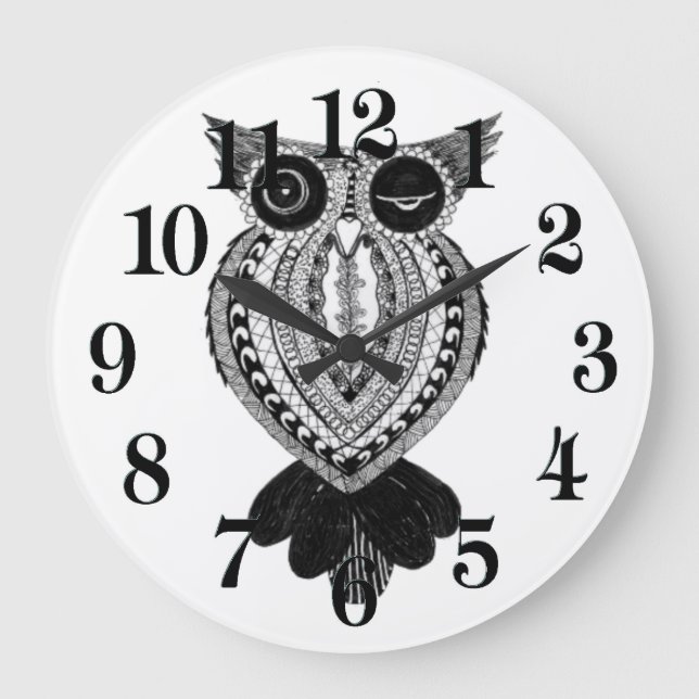 Relógio Grande Flirty Owl Large Round Clock (Frente)