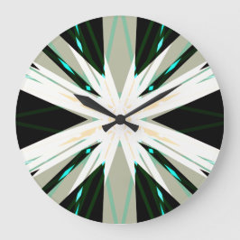 Relógio Grande Floco de neve verde-branco bege de inverno estrela