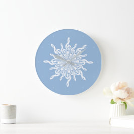 Relógio Grande Flocos de neve de toucador ornamentais azul-invern