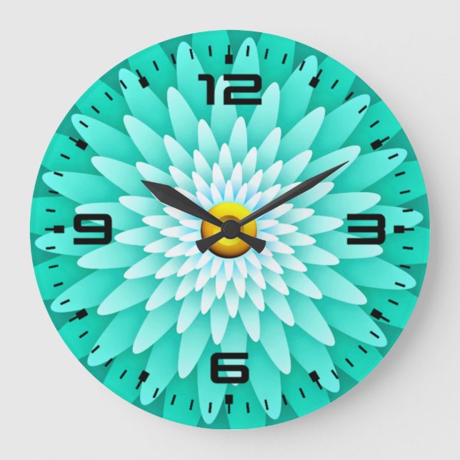 Relógio Grande Flor Azul Mandala-68566 (Frente)