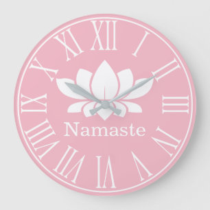 Relógio Grande Flor Branco Lotus Namaste Yoga