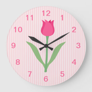 Relógio Grande Flor cor-de-rosa bonito da tulipa