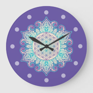 Relógio Grande Flor Da Vida - Índia Mandala 2