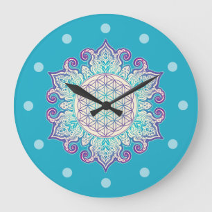 Relógio Grande Flor Da Vida - Índia Mandala 2