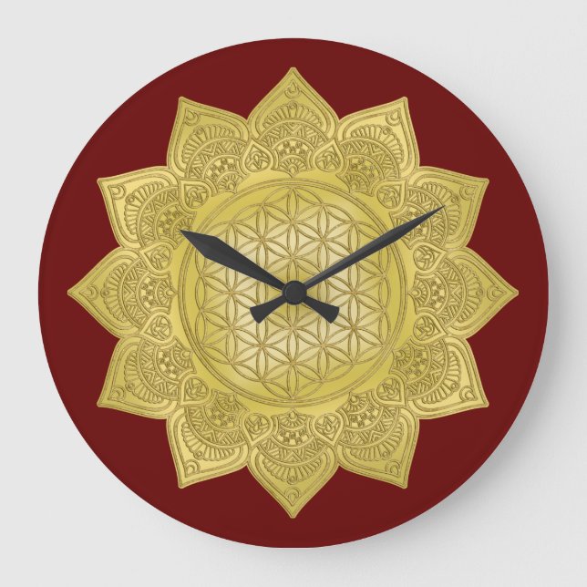 Relógio Grande Flor Da Vida - Índia Mandala 4 (Frente)