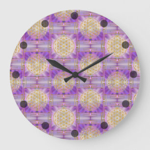 Relógio Grande FLOR DA VIDA - Padrão uniforme de Yantra