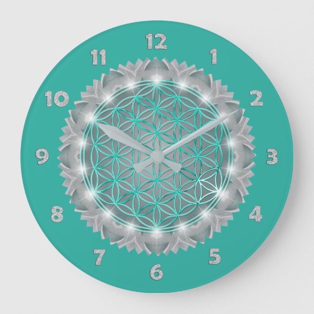 Relógio Grande FLOR DA VIDA - Sagrado Geometrie Light 2 (Frente)