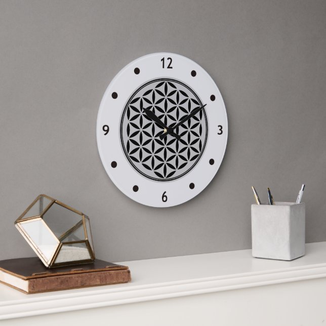 Relógio Grande FLOR DA VIDA - Símbolo de Geometria Sagrado cheio  (Escritório)