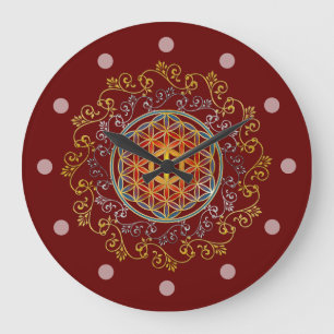 Relógio Grande Flor Da Vida - Vintage Ornament Mandala 1