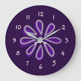Relógio Grande Flor de Doodle Roxo Chic