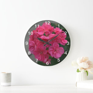 Relógio Grande Flor de Gerânio Rosa