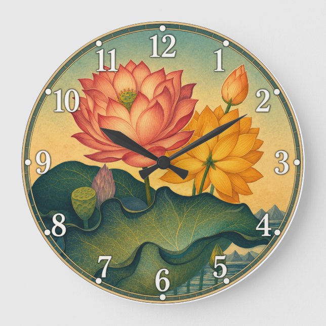 Relógio Grande Flor de Lótus (Frente)
