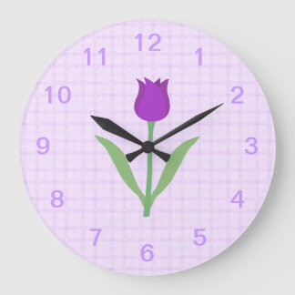 Relógio Grande Flor De Tulipas Roxo.