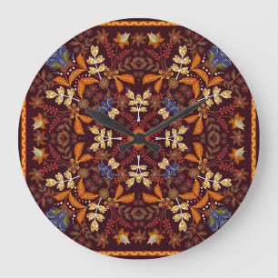 Relógio Grande Flor Fantástico: Design Ornamental Vintage